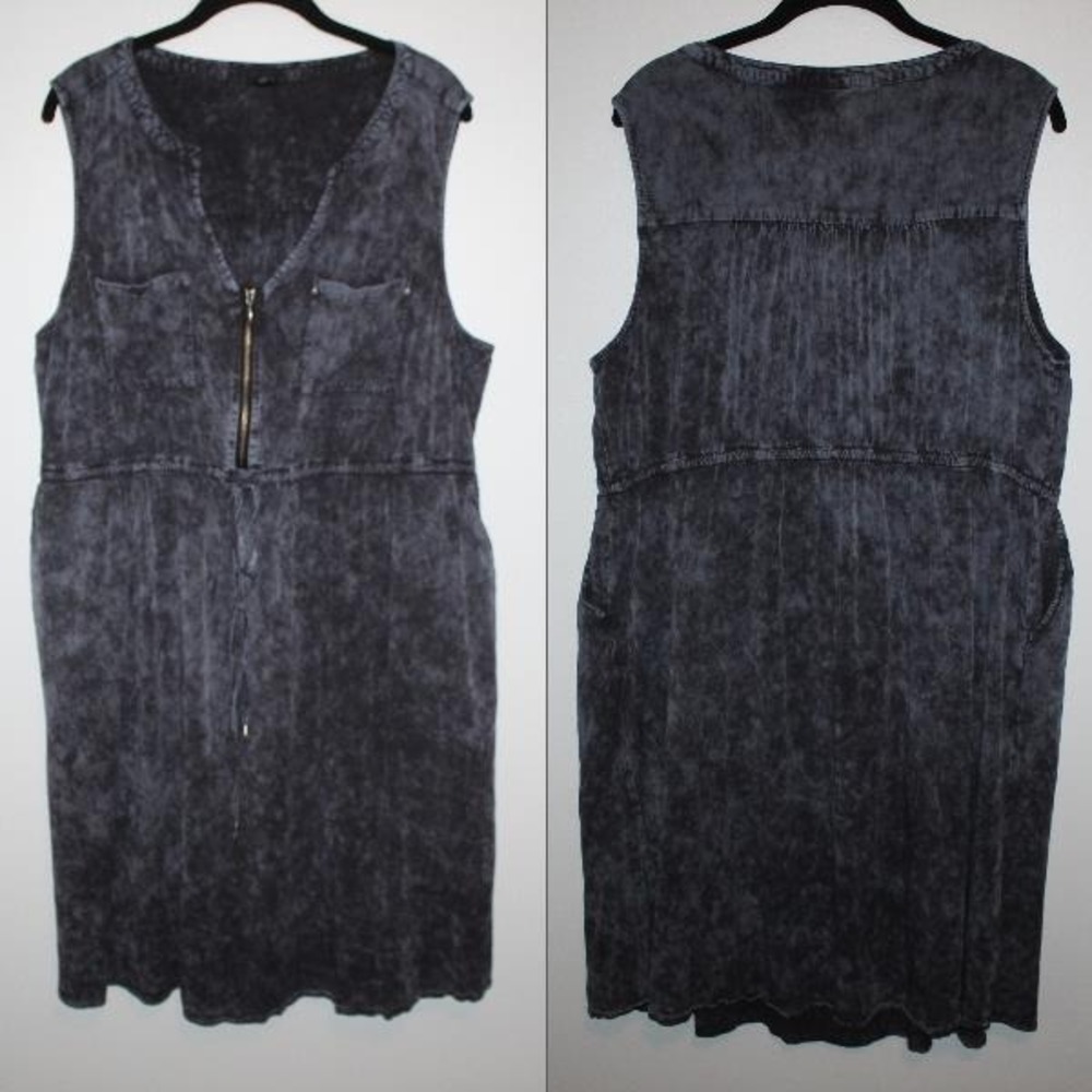 Torrid Mini Challis Zip Front Shirt Dress Tie Dye Gray Plus Size 2 2X Grunge - Picture 11 of 13